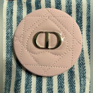 Dior Blush Pink Quilted Compact with Silver Logo GWP in box